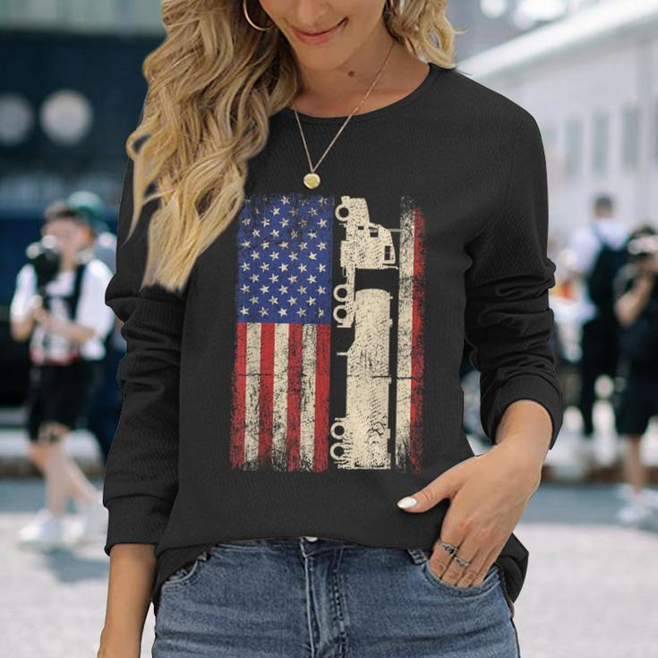 Truck Driver Usa American Flag Patriotic Trucker Men Long Sleeve T-Shirt Gifts for Her