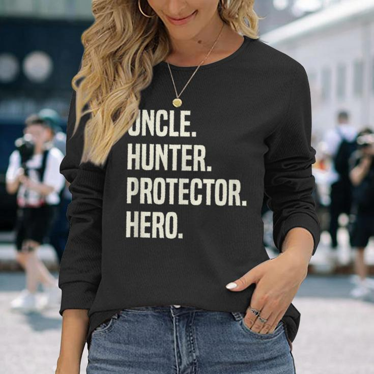 Uncle Hunter Protector Hero Uncle Profession Superhero Long Sleeve T-Shirt Gifts for Her