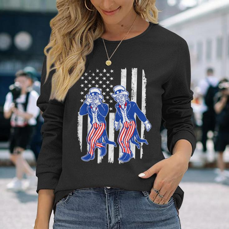 Uncle Sam Griddy Dance 4Th Of July American Flag Long Sleeve T-Shirt Gifts for Her