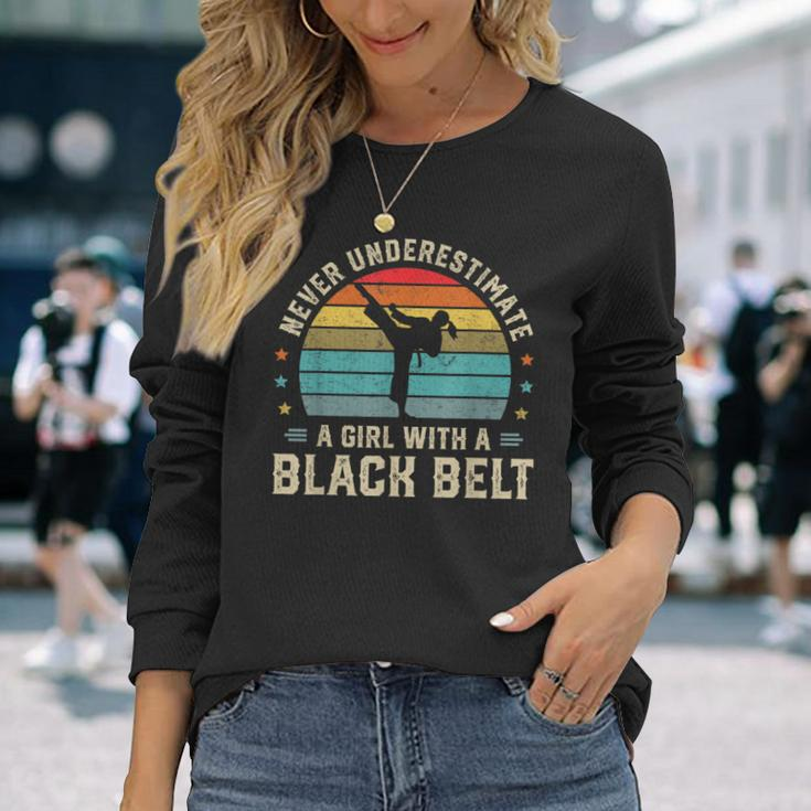Never Underestimate Girl With A Black Belt Karate Jiu Jitsu Karate Long Sleeve T-Shirt T-Shirt Gifts for Her