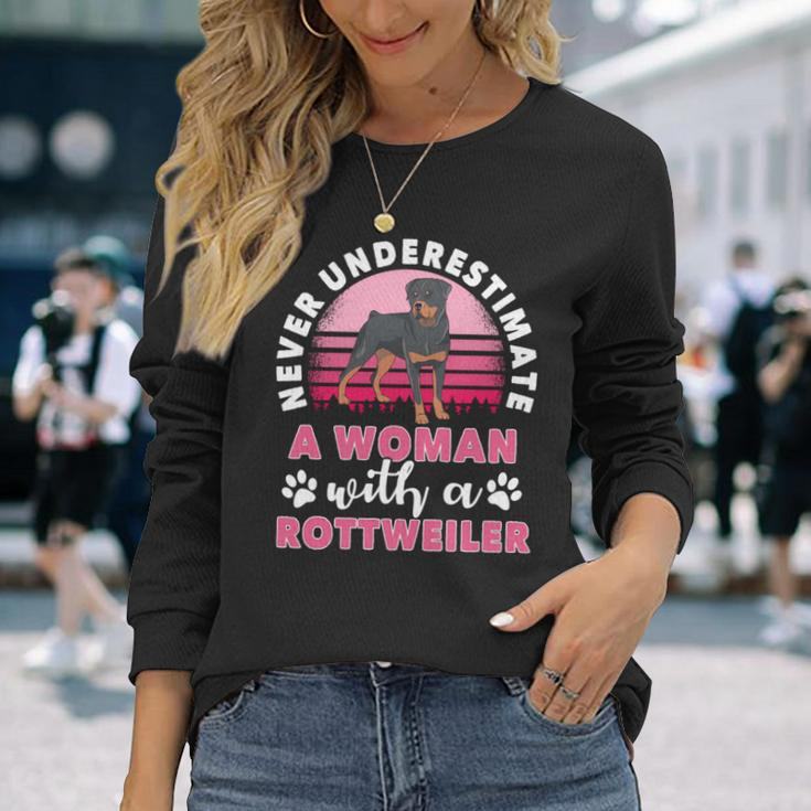 Never Underestimate A Man With A Rottweiler Long Sleeve T-Shirt Gifts for Her