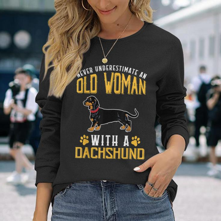 Never Underestimate An Old Woman With A Dachshund Cute Long Sleeve T-Shirt Gifts for Her