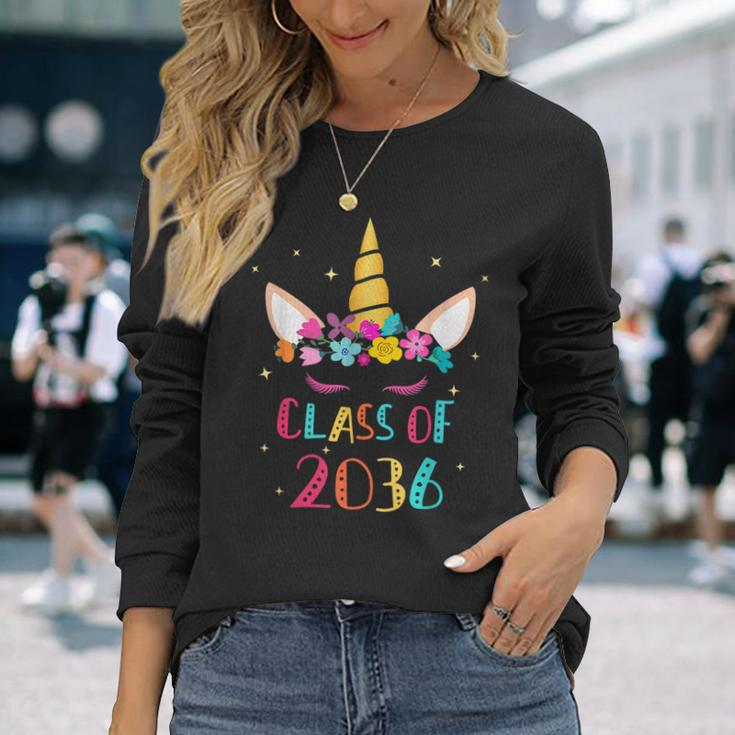 Unicorn Class Of 2036 Kindergarten Grow With Me Graduation Long Sleeve T-Shirt Gifts for Her