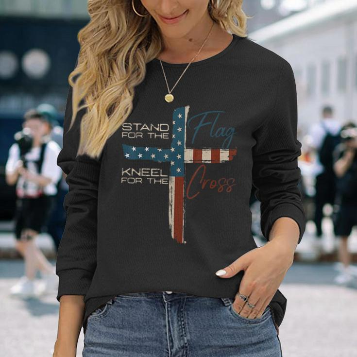 Usa Flag Religious Quote 4Th Of July Christian Faith Long Sleeve T-Shirt T-Shirt Gifts for Her
