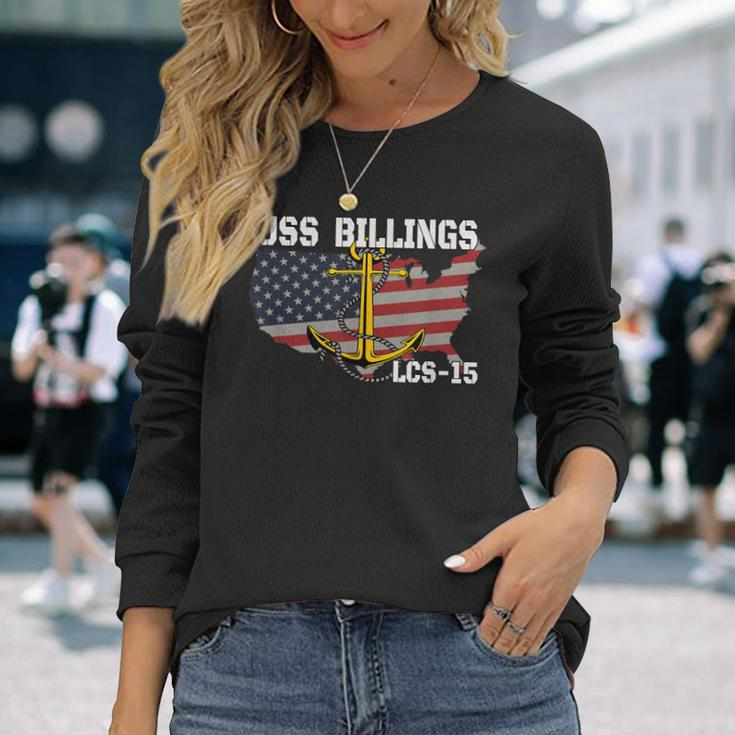 Uss Billings Lcs-15 Littoral Combat Ship Veterans Day Father Long Sleeve T-Shirt Gifts for Her
