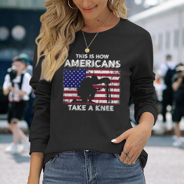 Veteran Vets This Is How Americans Take A Knee Veterans Long Sleeve T-Shirt Gifts for Her