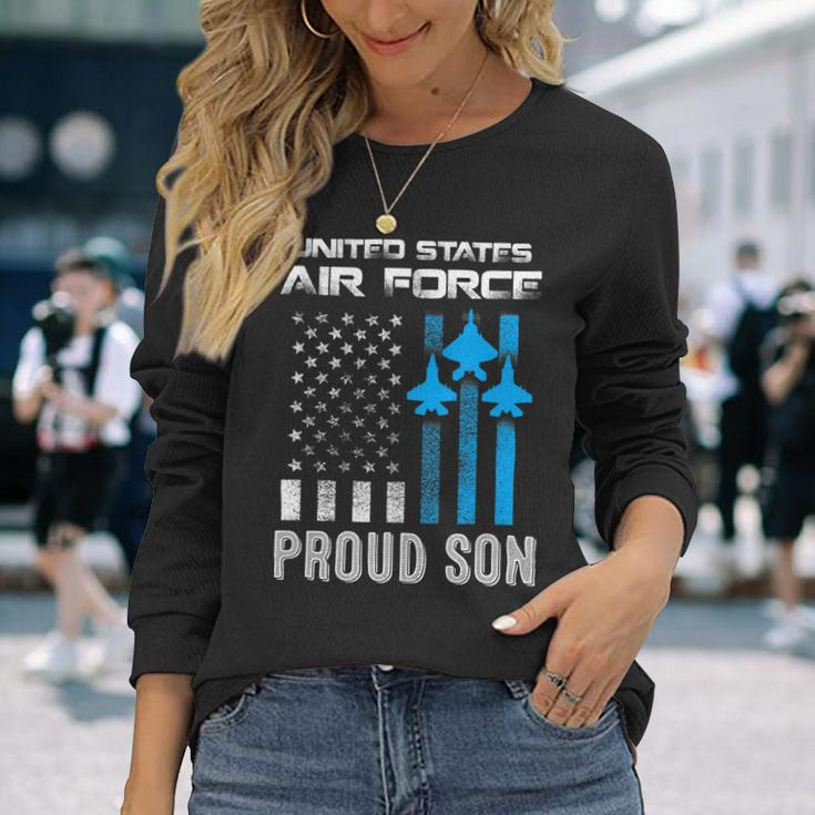 Veteran Vets Us Air Force Proud Son Proud Air Force Son Veteran Day Veterans Long Sleeve T-Shirt Gifts for Her