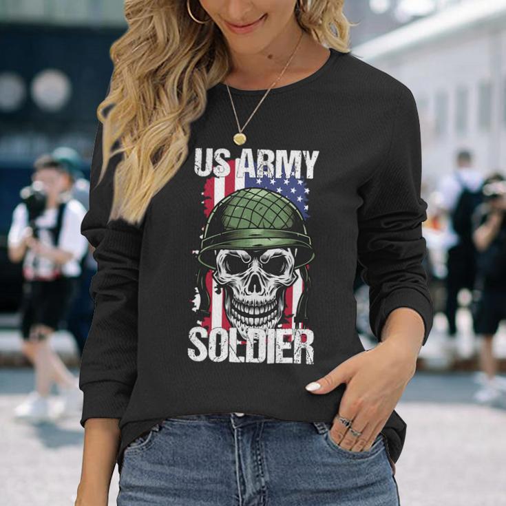 Veteran Vets Us Army Veteran Flag Veterans Long Sleeve T-Shirt Gifts for Her