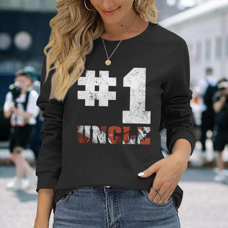 Vintage Number One American Football Uncle Fathers Day Long Sleeve T-Shirt T-Shirt Gifts for Her