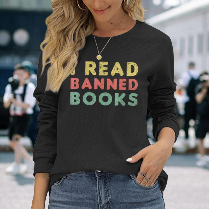 Vintage I Read Banned Books Avid Readers Long Sleeve T-Shirt Gifts for Her