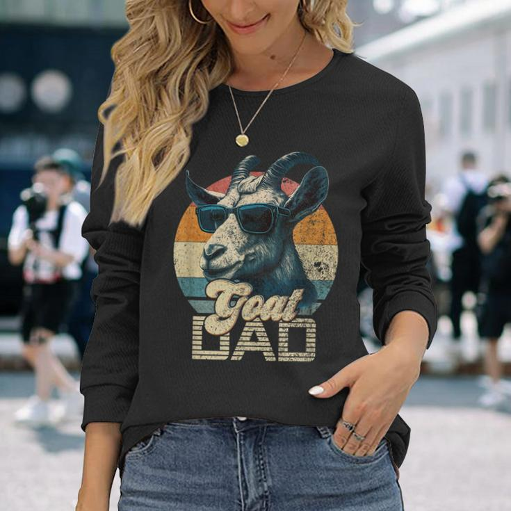 Vintage Retro Goat Dad Best Goat Daddy Fathers Day Long Sleeve T-Shirt Gifts for Her
