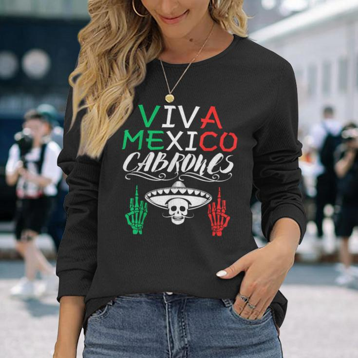 Viva Mexico Cabrones Independence Day Mexican Flag Mexico Long Sleeve T-Shirt Gifts for Her