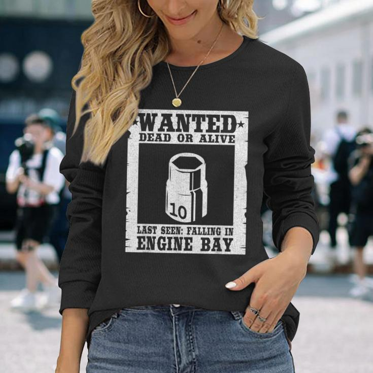 Wanted 10Mm Socket Poster Race Car Drag Racing Mechanic Mechanic Long Sleeve T-Shirt T-Shirt Gifts for Her