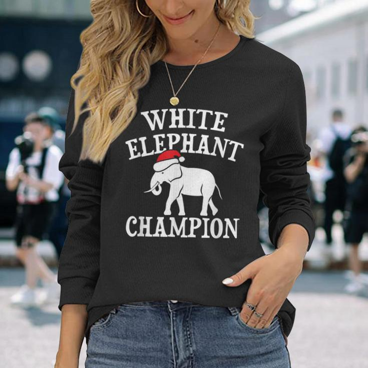 White Elephant Champion Party Christmas Long Sleeve T-Shirt Gifts for Her