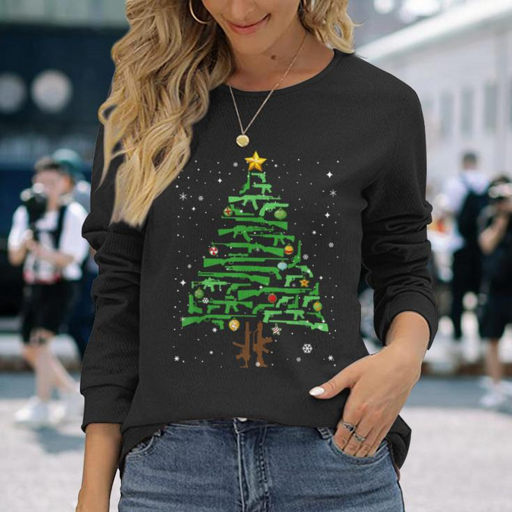 Xmas Patriotic 2Nd Amendment Gun Christmas Tree Long Sleeve T-Shirt Gifts for Her