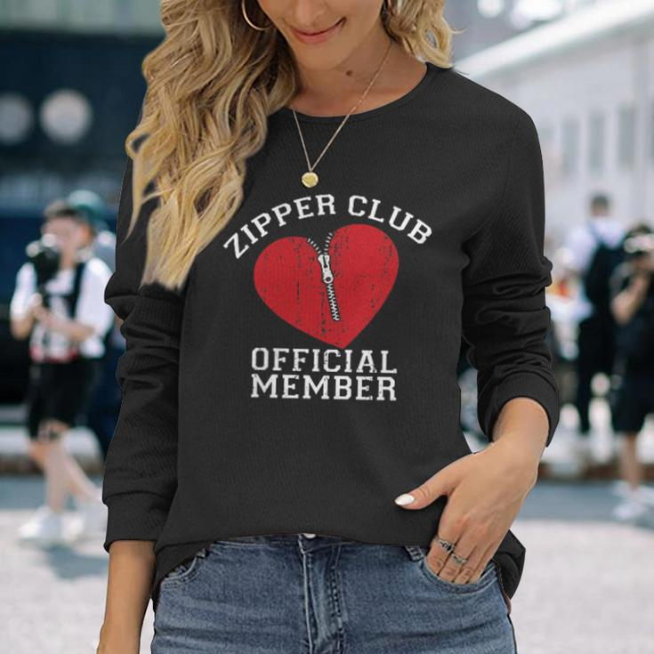 Zipper Club Open Heart Surgery Recovery Novelty Long Sleeve T-Shirt Gifts for Her