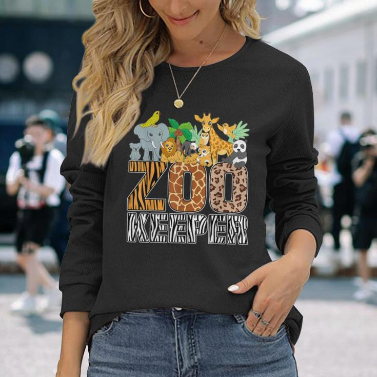 Zookeeper Costume Zebra Wild Print African Animal Keeper Long Sleeve T-Shirt Gifts for Her