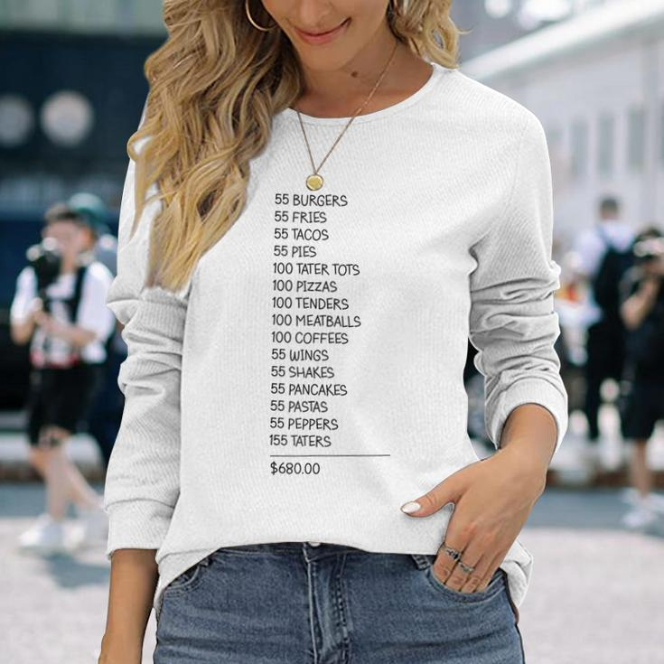 55 Burgers 55 Fries I Think You Should Leave Burgers Long Sleeve T-Shirt T-Shirt Gifts for Her
