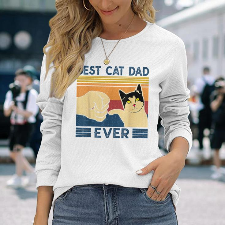 Best Cat Dad Ever Retro Vintage Cat Daddy Father Day Long Sleeve T-Shirt T-Shirt Gifts for Her