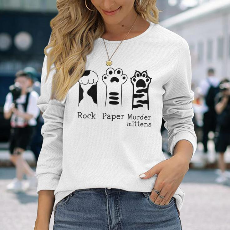 Cat Paws Rock Paper Scissors Long Sleeve T-Shirt Gifts for Her
