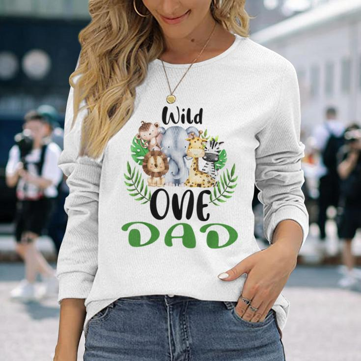 Dad Of The Wild One Zoo Birthday Safari Jungle Animal Long Sleeve T-Shirt Gifts for Her