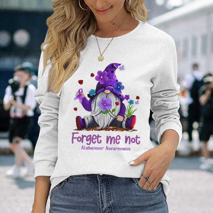 Forget Purple Gnome Me Not Purple Alzheimer's Awareness Long Sleeve Gifts for Her