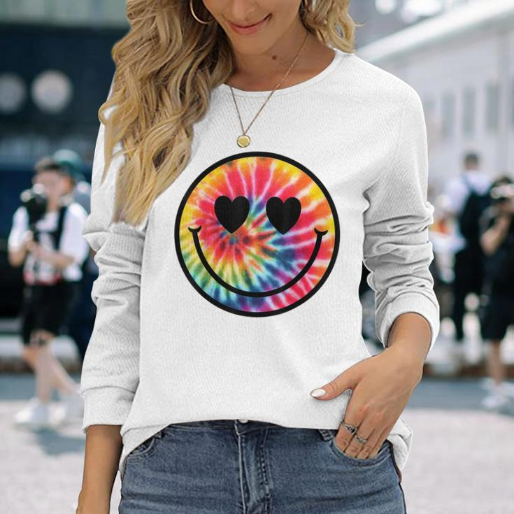 Happy Face Tie Dye Smile Face Long Sleeve Gifts for Her