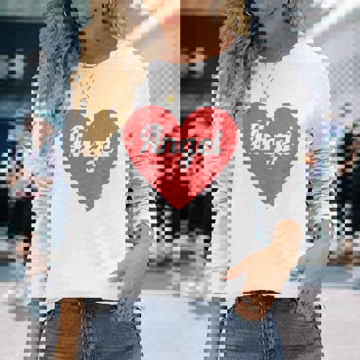 I Heart Angel First Names And Hearts I Love Angel Long Sleeve T-Shirt Gifts for Her