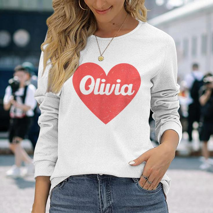 I Heart Olivia First Names And Hearts I Love Olivia Long Sleeve T-Shirt Gifts for Her