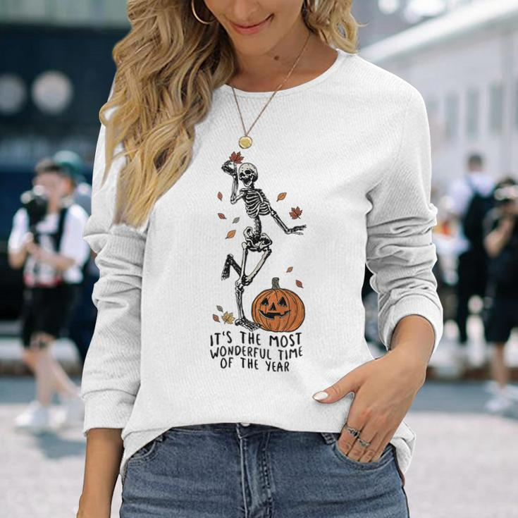 It's The Most Wonderful Time Of The Year Skeleton Halloween Long Sleeve Gifts for Her
