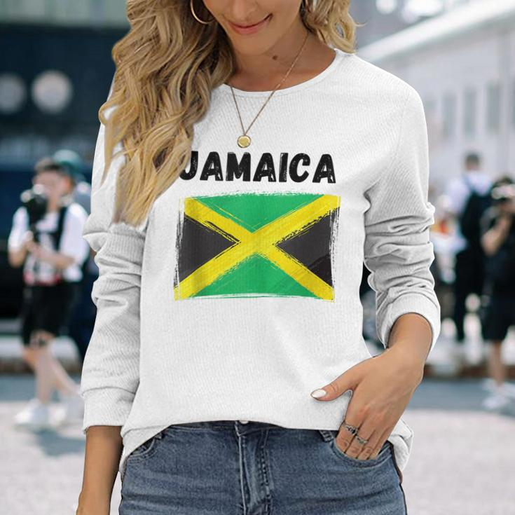 Jamaica Flag Holiday Vintage Grunge Jamaican Flag Long Sleeve T-Shirt Gifts for Her