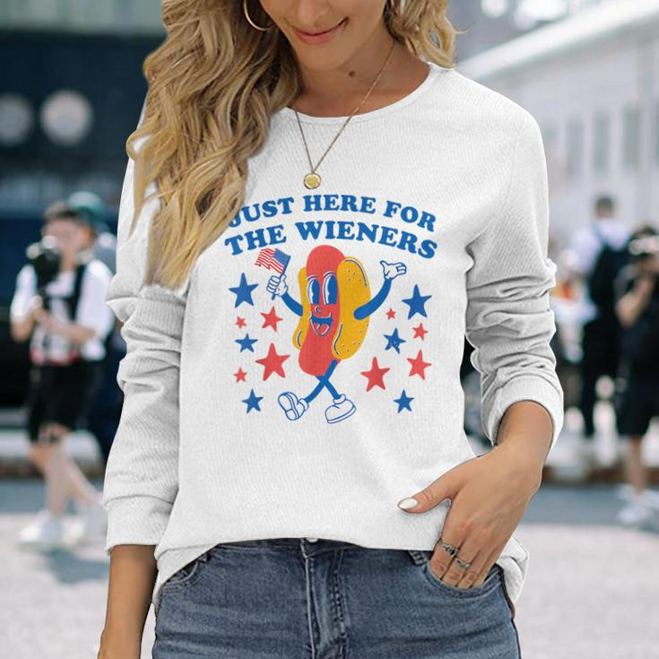 Im Just Here For The Wieners 4Th Of July Hotdog Long Sleeve T-Shirt Gifts for Her