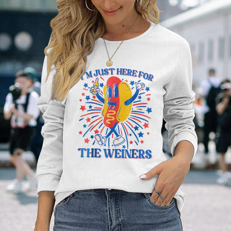Im Just Here For The Wieners 4Th Of July Wieners Long Sleeve T-Shirt Gifts for Her