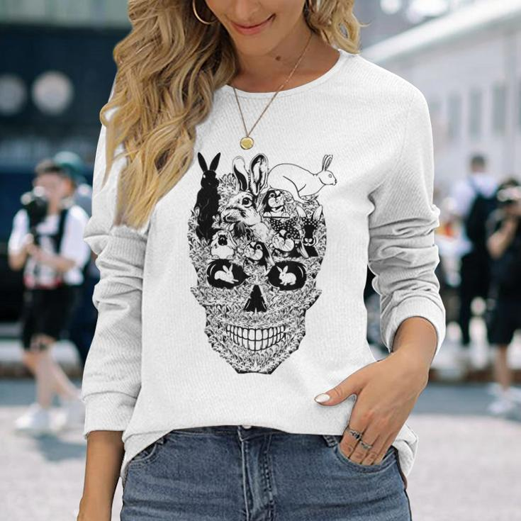 Matching Family Rabbit Skull Costume Halloween Bunny Long Sleeve T-Shirt Gifts for Her