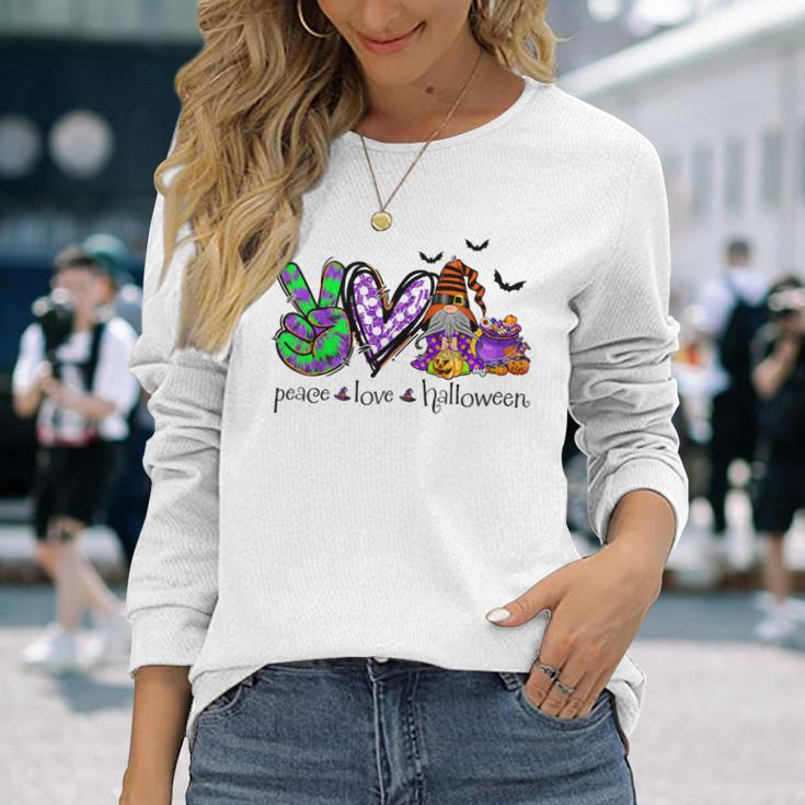 Peace Love Halloween Costume Tie Dye Gnome Long Sleeve T-Shirt Gifts for Her