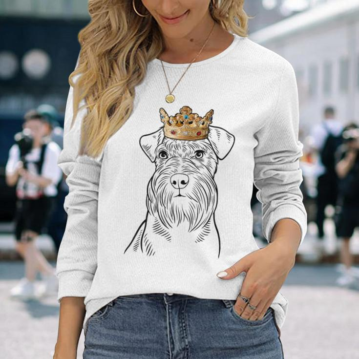 Schnauzer Dog Wearing Crown Long Sleeve T-Shirt Gifts for Her