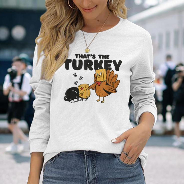 Thanksgiving Cat Fake Cat Thanksgiving Turkey Long Sleeve T-Shirt Gifts for Her