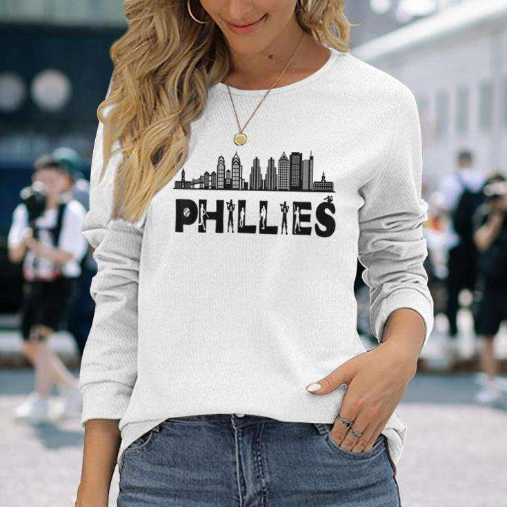 Vintage Philly Baseball Lovers Baseball Fans Baseball Long Sleeve T-Shirt Gifts for Her