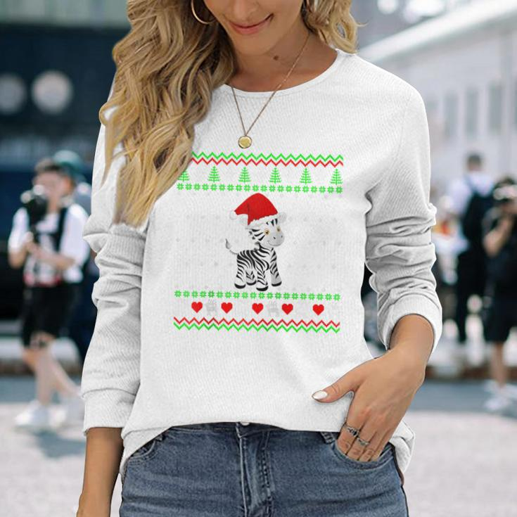 Zebra Ugly Christmas Sweater Long Sleeve T-Shirt Gifts for Her
