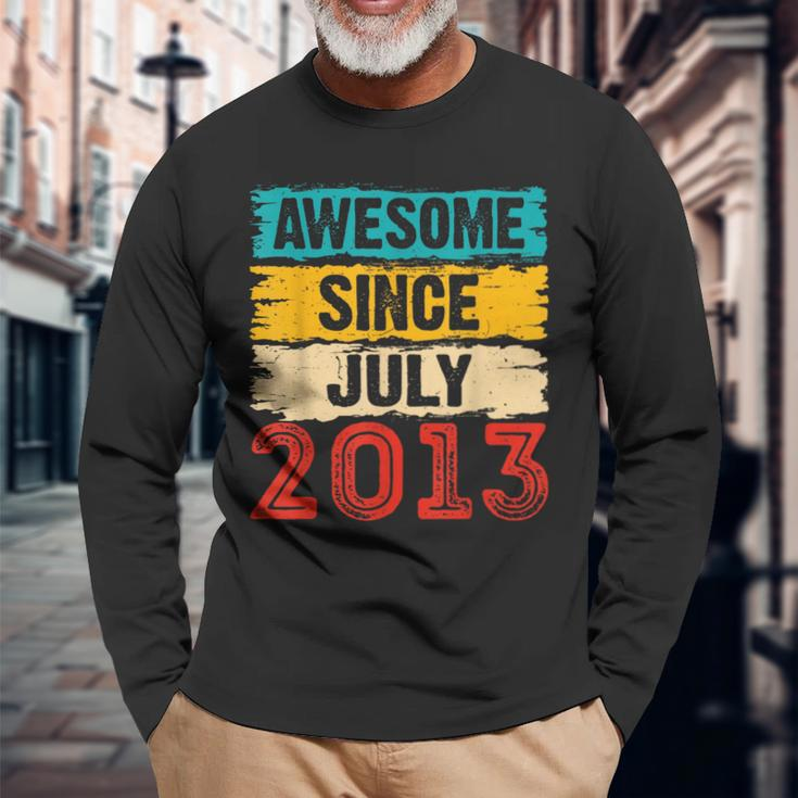 10 Year Old Awesome Since July 2013 10Th Birthday Long Sleeve T-Shirt Gifts for Old Men