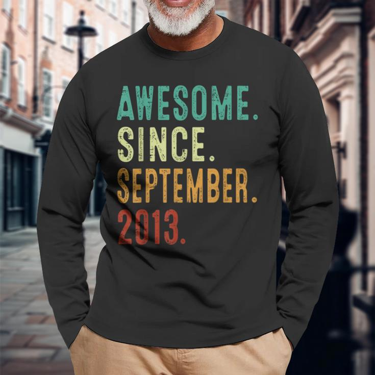 10 Year Old Awesome Since September 2013 10Th Birthday Long Sleeve T-Shirt Gifts for Old Men