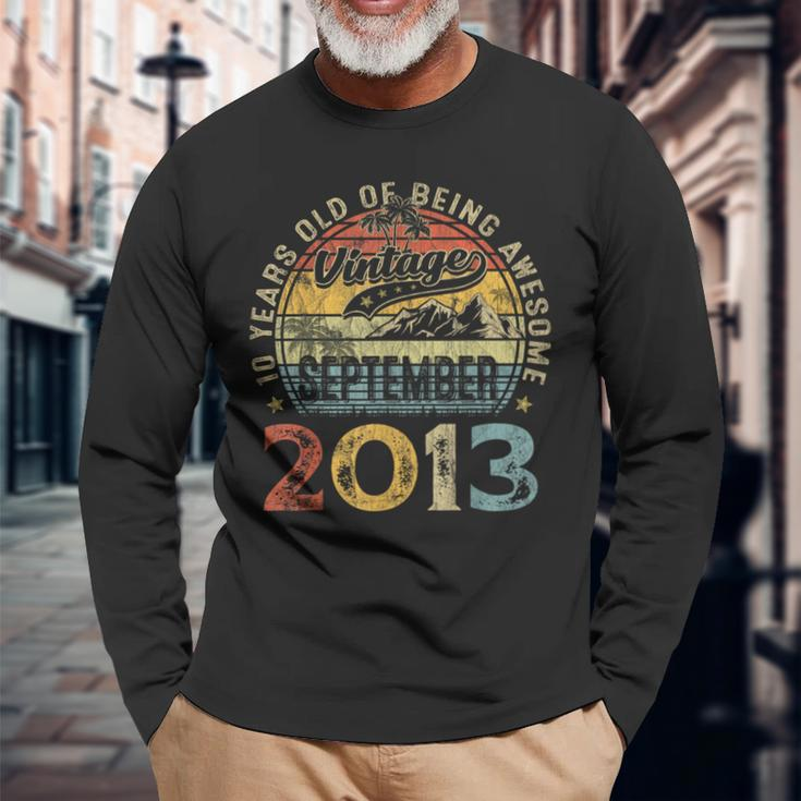 10 Year Old September 2013 Vintage 10Th Birthday Long Sleeve T-Shirt Gifts for Old Men