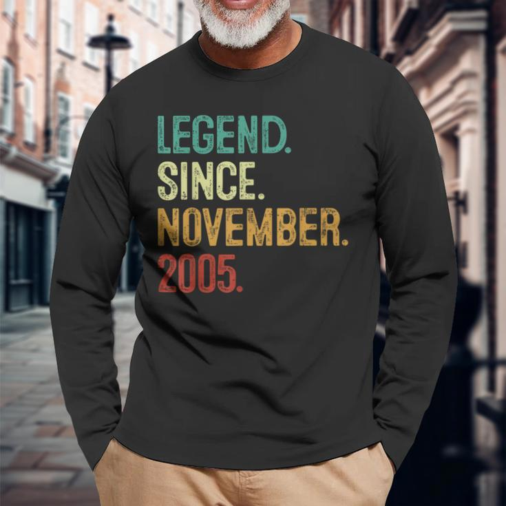 18 Years Old Legend Since November 2005 18Th Birthday Long Sleeve T-Shirt Gifts for Old Men