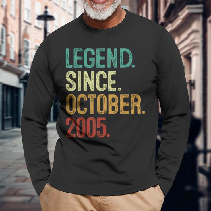 18 Years Old Legend Since October 2005 18Th Birthday Long Sleeve T-Shirt Gifts for Old Men