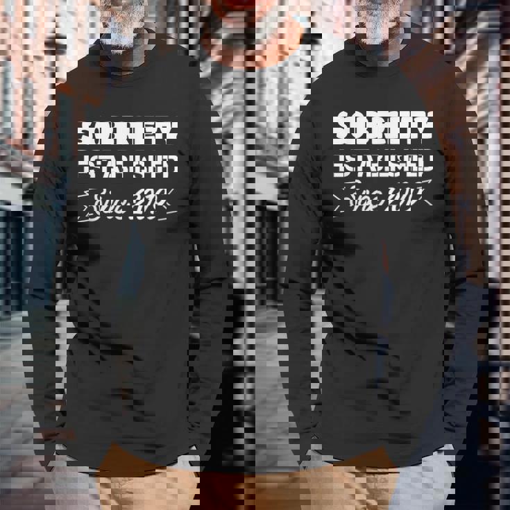 3 Years Sober Sobriety Celebration Appreciation 2019 Sober Long Sleeve T-Shirt Gifts for Old Men
