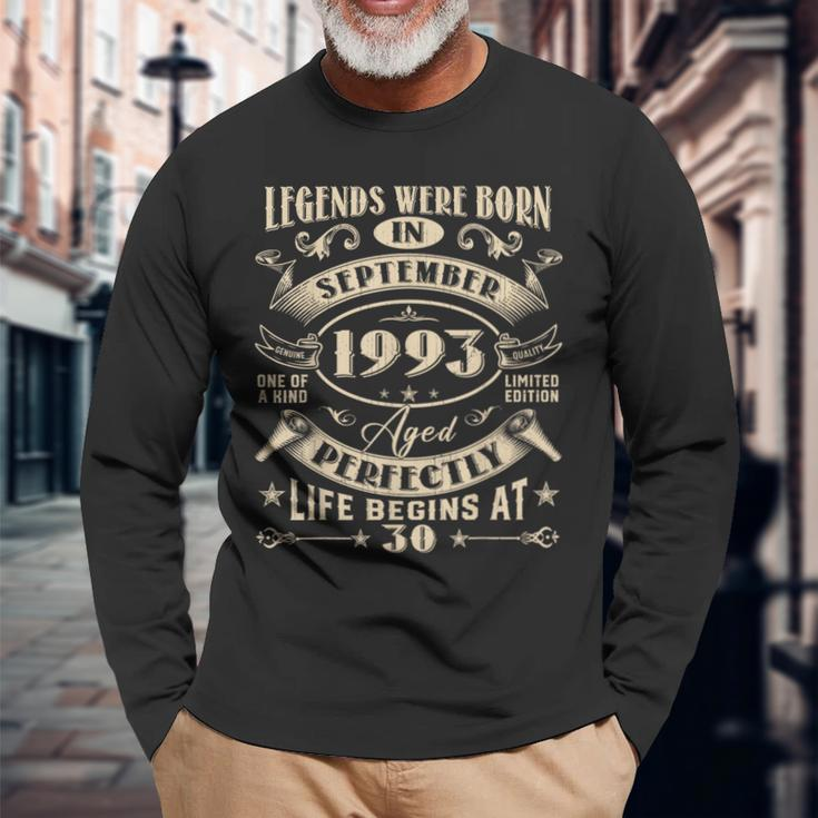 30Th Birthday 30 Years Old Legends Born September 1993 Long Sleeve Gifts for Old Men