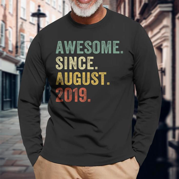 4 Year Old 4Th Birthday Boys Awesome Since August 2019 Long Sleeve Gifts for Old Men