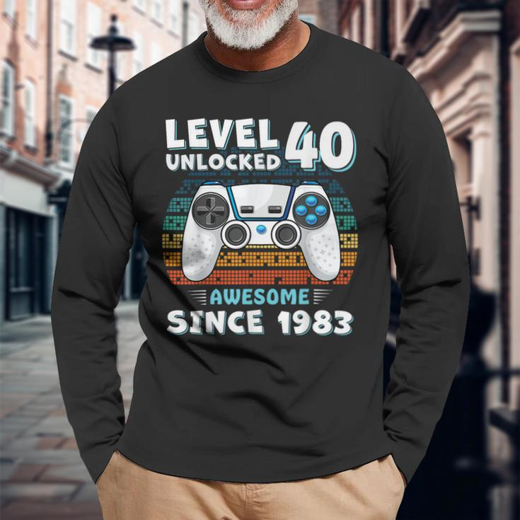 40 Birthday Decorations Gamer Video 1983 40Th Birthday Long Sleeve Gifts for Old Men