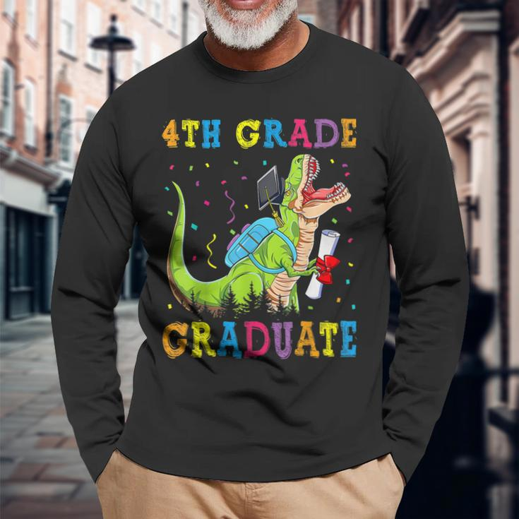 4Th Grade Graduate Dinosaur Trex 4Th Grade Graduation Long Sleeve T-Shirt T-Shirt Gifts for Old Men