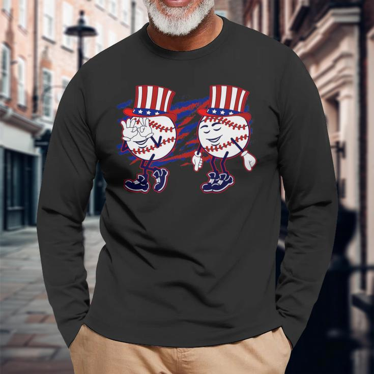4Th July Baseball Griddy Dance Usa Patriotic Man Long Sleeve T-Shirt T-Shirt Gifts for Old Men
